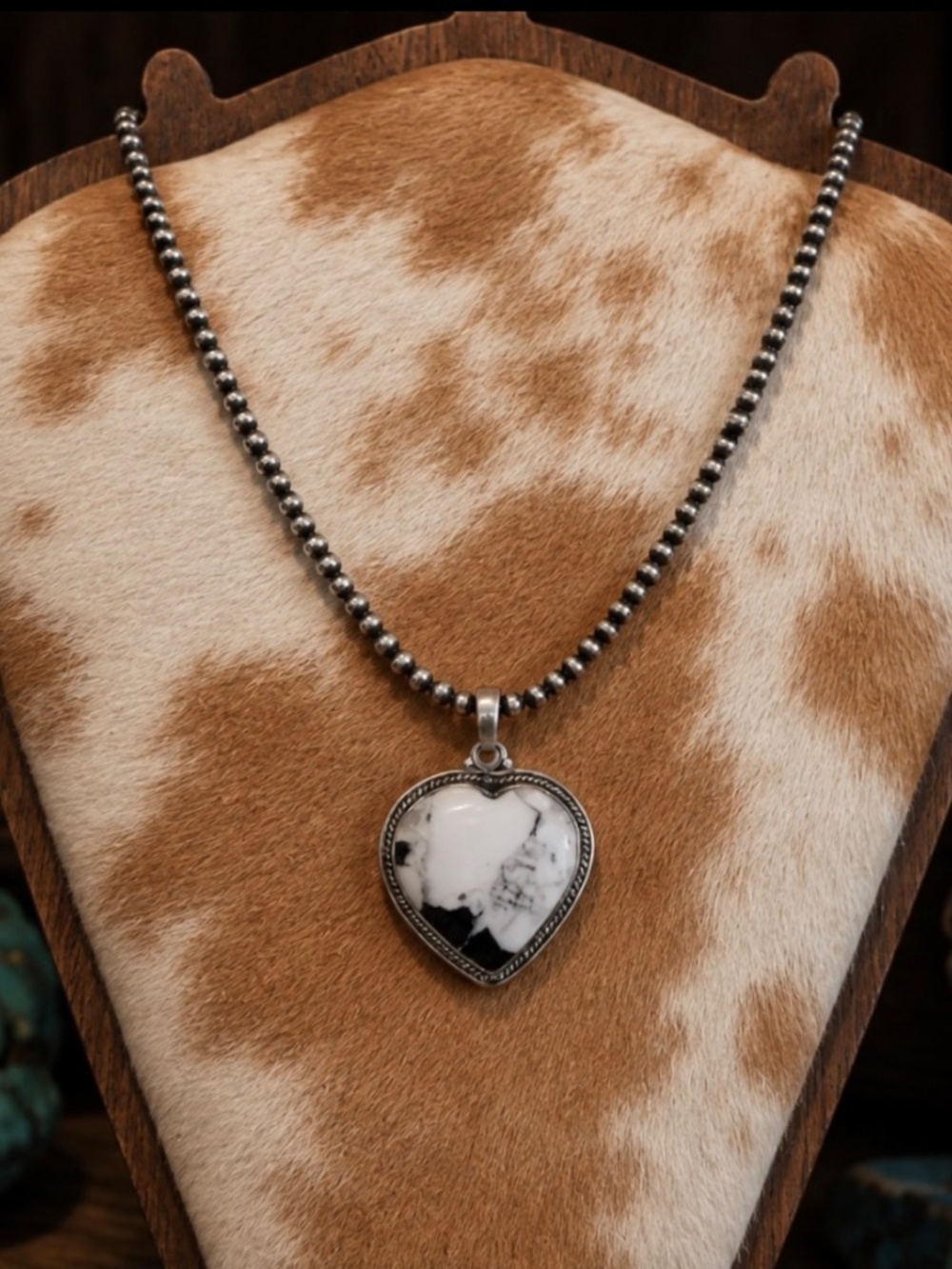 White Buffalo Heart Pendant 925 Sterling Silver Pendant